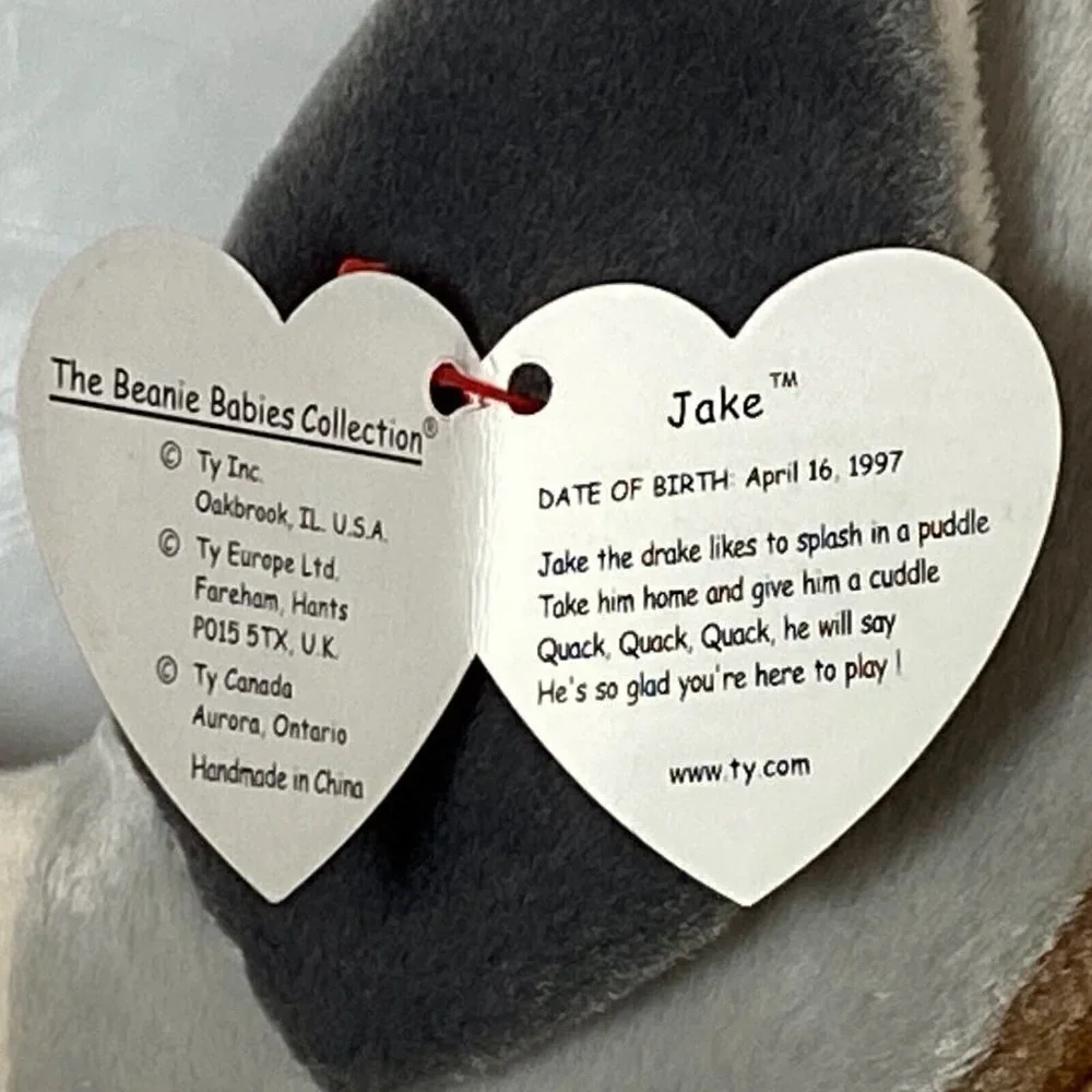 Ty Beanie Baby Original Jake Retired PE Pellets W/Rare Tag Errors Red Stamp #402